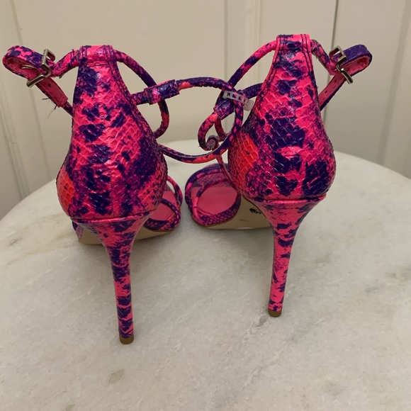 Gianni Bini Pink & Purple Kameela Snake Skin Heels - Picture 6 of 9
